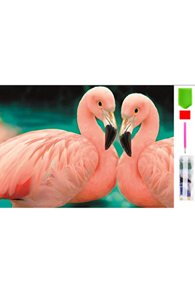 zola Goblen mozaic cu diamante, model flamingo indragostiti, 20 x 30 cm