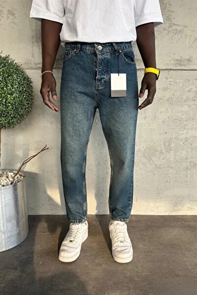 MADZEYMODA Ανδρικό τζιν παντελόνι Boyfriend Fit Blue Denim KE-923