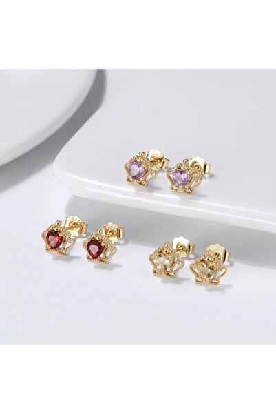 delis Σκουλαρίκια από ασήμι 925, JW1695, σχέδιο στέμματος, επιχρυσωμένα