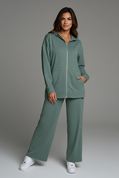 Mivoon Σετ αθλητικής φόρμας D ψηλός λαιμός με 2 τσέπες με φερμουάρ, μεγάλο μέγεθος 6XL