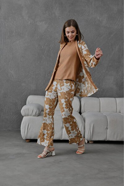 zavera for kids Women's Crepe Fabric Floral Detailed 3 Piece Set - Stylish Set - Women's Clothing