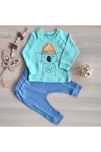 Baby Code Trening koala albastru cu verde bebelusi bumbac