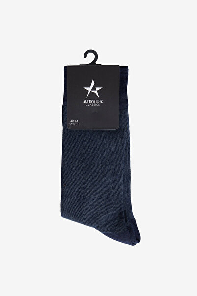 ALTINYILDIZ CLASSICS Men's Navy Blue Patterned Soft Textured Flexible Single Socks