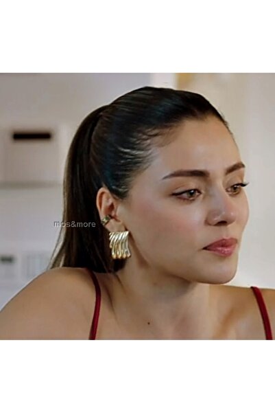 mos&more Cranberry Sorbet Gold Quadrilateral Earrings