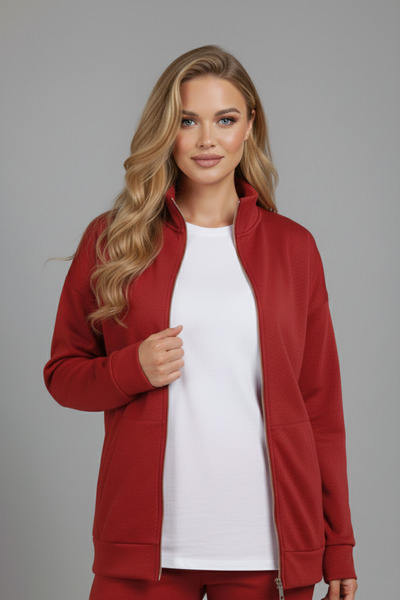 Mivoon 2 Thread Zipper Pockets Stand Collar Tracksuit Set Oversize 6XL