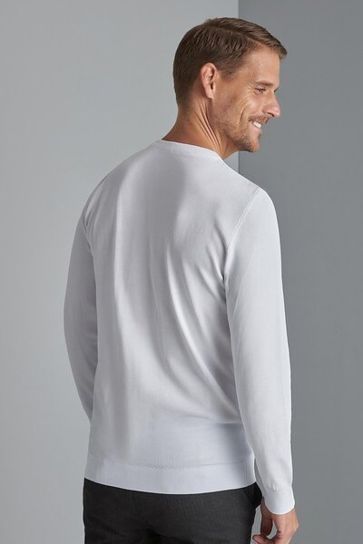 İgs Білий Slim Fit вузький крій, велосипедна комір, прямий довгий рукав, трикотаж