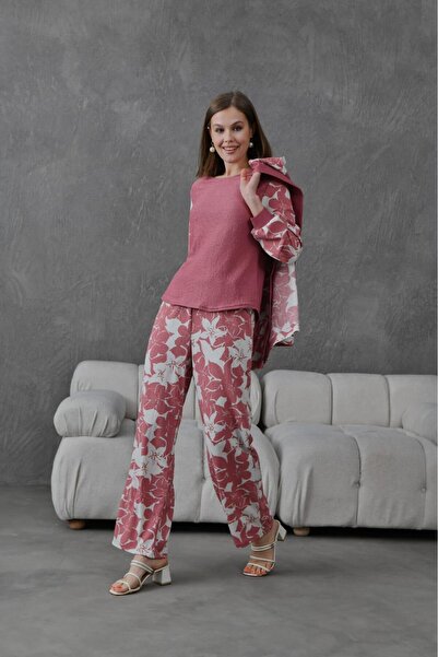 zavera for kids Women's Crepe Fabric Floral Detailed 3 Piece Set - Stylish Set - Women's Clothing