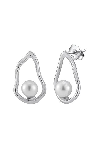 delis 925 silver earrings, JW1715, abstract pattern with pearls, rhodium plated