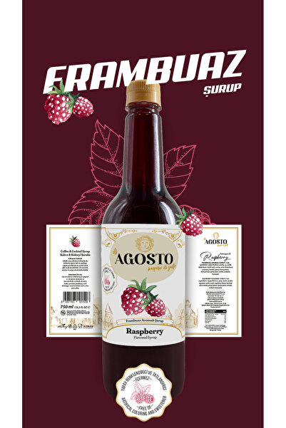 AGOSTO Frambuaz (Raspberry) Şurup 750 ml-Kahve Şurubu