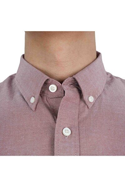 Giordano Men's Cotton Oxford Shirt - Small Lion Embroidery, Slim Fit, Full Button