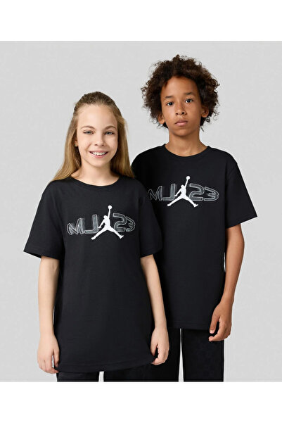 Nike JORDAN SİYAH SIFIR YAKA BASKILI TEE UNISEX ÇOCUK TİŞÖRT 95D736