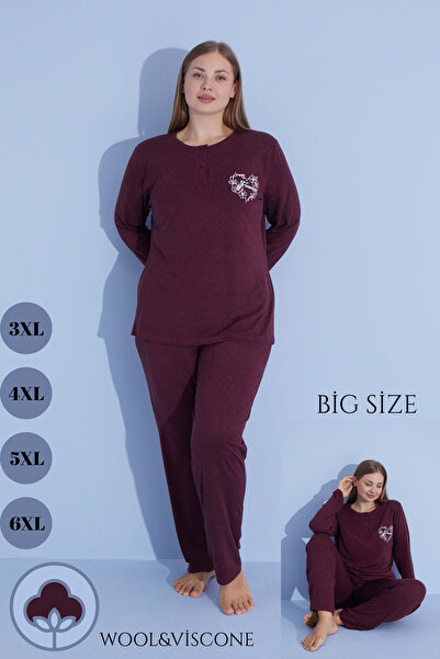 bigiyin Plus Size Women's Pajama Set Winter Women's Pajama Set Plus Size Pajama Set Wool&Viscone