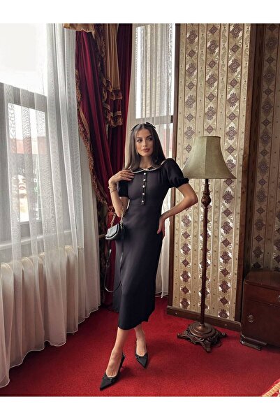 Sevvall Moda Bebe yaka midi elbise