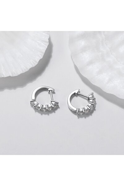 delis Στρογγυλά σκουλαρίκια από ασήμι 925, JW1798, σχέδιο ζιργκόν, επιπλατινωμένα με ρόδιο