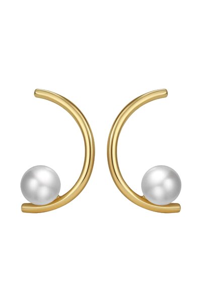 delis Cercei argint 925, JW1734, model semicerc si perla, placati cu aur
