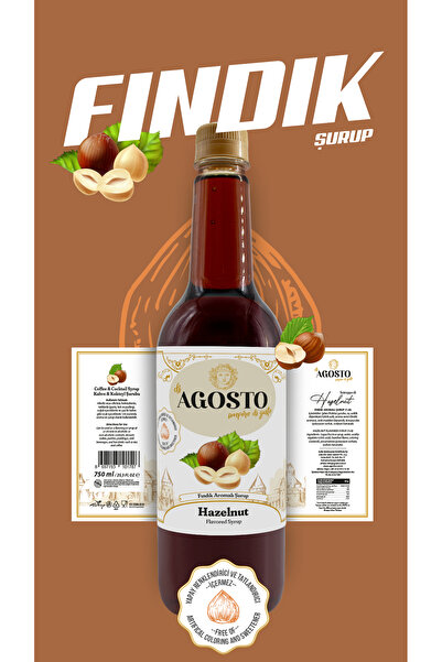 AGOSTO Fındık (Hazelnut) Şurup 750 ml-Kahve Şurubu
