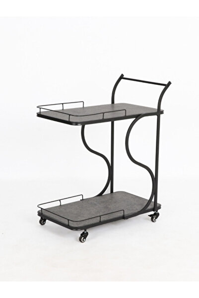 BEC13 Elegant serving trolley with metal frame and wide wooden shelves