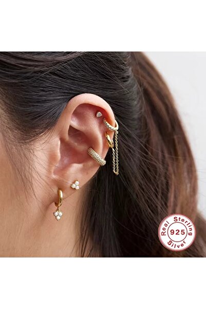 delis 925 silver ear cuff earring, JW1677, elegant model, gold plated