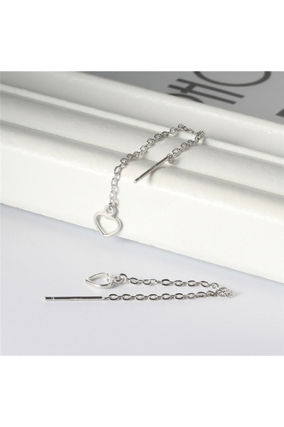 delis Μακριά σκουλαρίκια από ασήμι 925, JW1802, σχέδιο καρδιάς, επιροδιωμένα