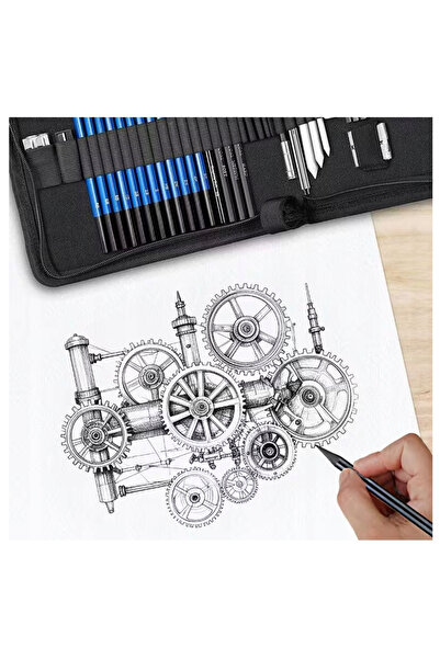 zola Professional pencil sketch kit, 35 pieces, storage folder