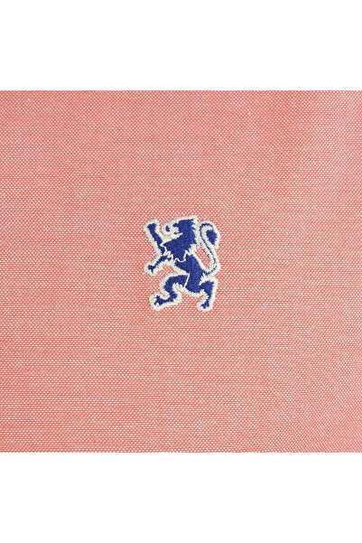 Giordano Men's Cotton Oxford Shirt - Small Lion Embroidery, Slim Fit, Full Button