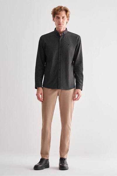 İmza Smart Slim Fit Casual Black Men's Shirt 1004255170