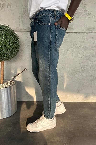 MADZEYMODA Ανδρικό τζιν παντελόνι Boyfriend Fit Blue Denim KE-923