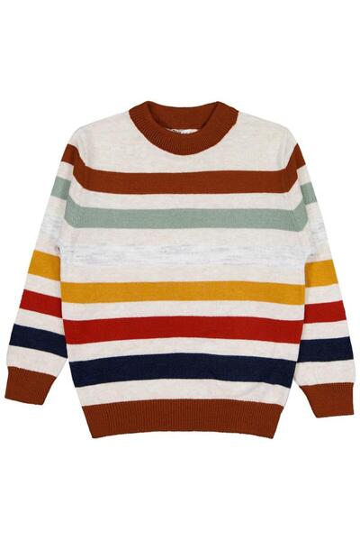 Civil Boys Colorful Striped Sweater for Ages 6-9 - Orange 8-9 Years