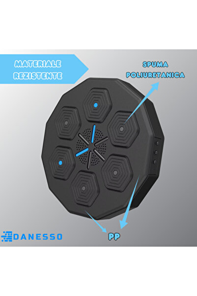 DANESSO Tinta lovituri Box, Danesso®, Difuzor incorporat, Conexiune Bluetooth, Manusi Incluse, Negru