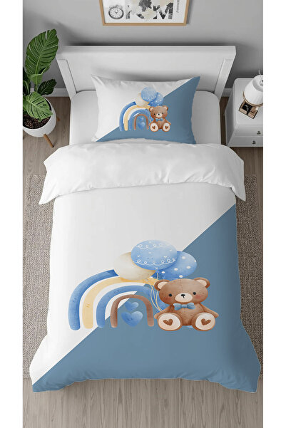 GREENDECOR Teddy Bear Rainbow Balloon Patterned Design Single Stylish Childre...