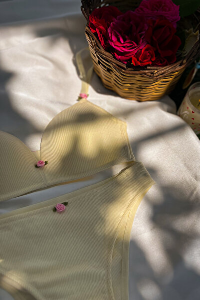 Lola Of Shine Mayda Yellow Underwire-Free Cotton Bra Set