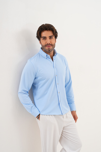 Catto Peak Сорочка з трикотажної тканини з літньої колекції, з еластаном, прямий крій, чоловіча сорочка