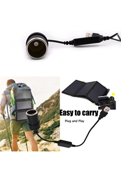 Generic USB Male to 12V Female Adapter Cable for Car Cigarette Lighter Socket (8W), Black