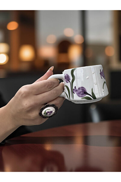 İlbay Çini Takı Cup Ring Set Purple Tulip