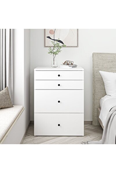 Minar Luna Gizli Puflu Led Aynalı Makyaj Masası - Beyaz