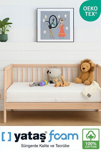 Dizanor %100 Organic Cotton Full Ortopedik 5 cm Kalınlık Bebek Oyun Parkı,Park Yatak ve Beşik Yatağı