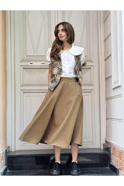 Retrobird Valerie Winter Flared Long Skirt Women's Light Brown