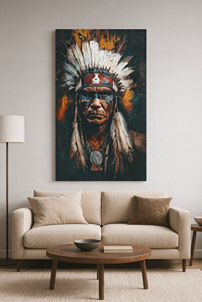 BLT DİZAYN Soul of the Warrior – Pictură pe sticlă cu portret al liderului tr...