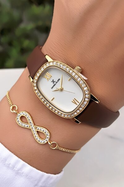 Daniel Klein Orijinal Minimal Kahverengi Yumuşak Deri Kordon Kadın Kol Saati Bileklik Hediyeli