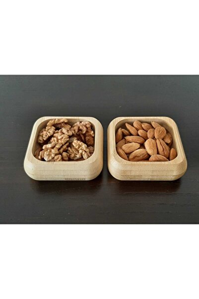 bir sürü eşya pak market 2 Pieces Bamboo Snack Bowl Nut Plate - Square