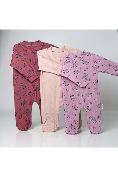 bebedino Baby Rompers with Booties, Set of 3