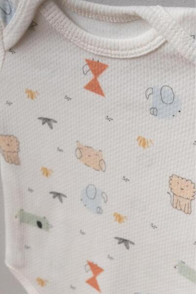 Bebitof 100% Cotton Cute Lion and Hedgehog Patterned 10-Piece Boxed Newborn Hospital Release Bodysuit Set