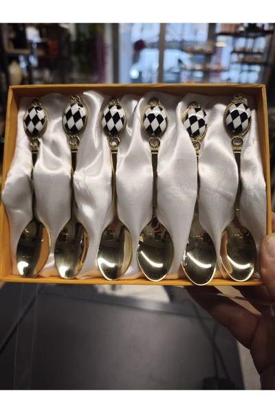 P&ORA PREMIUM KITCHEN PRODUCTS ملعقة شاي من التيتانيوم الذهبي المزخرف