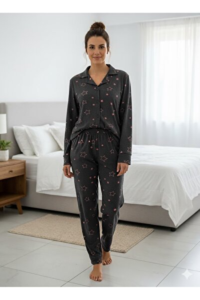 FAMES PİJAMA Women's Button-Detail Pajama Set