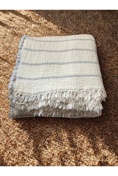 TekStilize Muslin 7 Layer Striped Single Bedspread 180X260 (100% Cotton)