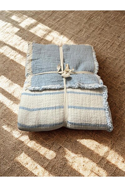 TekStilize Muslin 7 Layer Striped Single Bedspread 180X260 (100% Cotton)