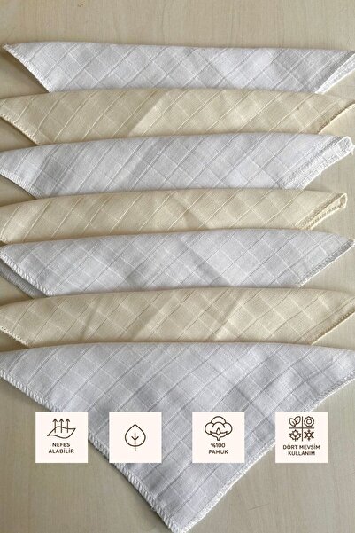 Sevza Kids 100% Cotton 7-Piece Muslin Baby Mouth Wipes Pure Collection Cream Set