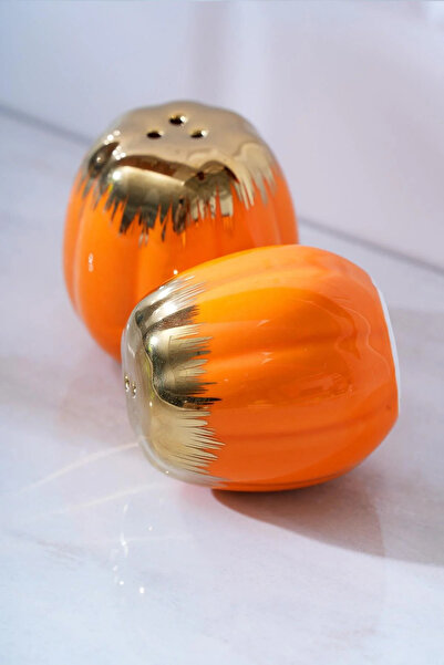 ACAR Tansy Gold Detailed Luxury Porcelain Spice Jar Set, Salt and Pepper Shakers