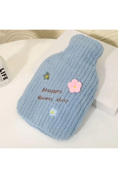 Shopimo Peluş Sıcak Su Torbası | Polarlı, Örgülü, Yumuşak, Güvenli ve Şık | 1 Litre