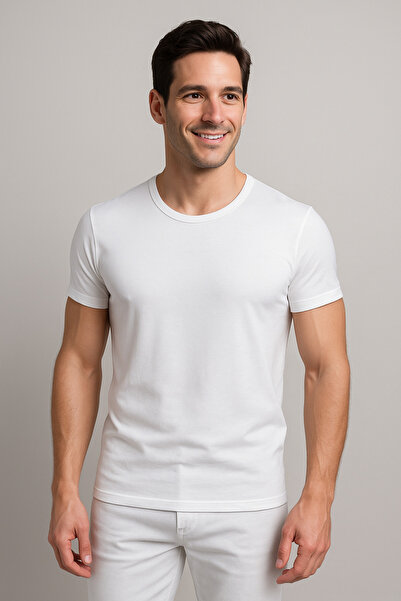 BESMYAR JEWELS Men's White Cotton Undershirt - Casual Underwear, Sports and Sleep Comfort-Crew Neck